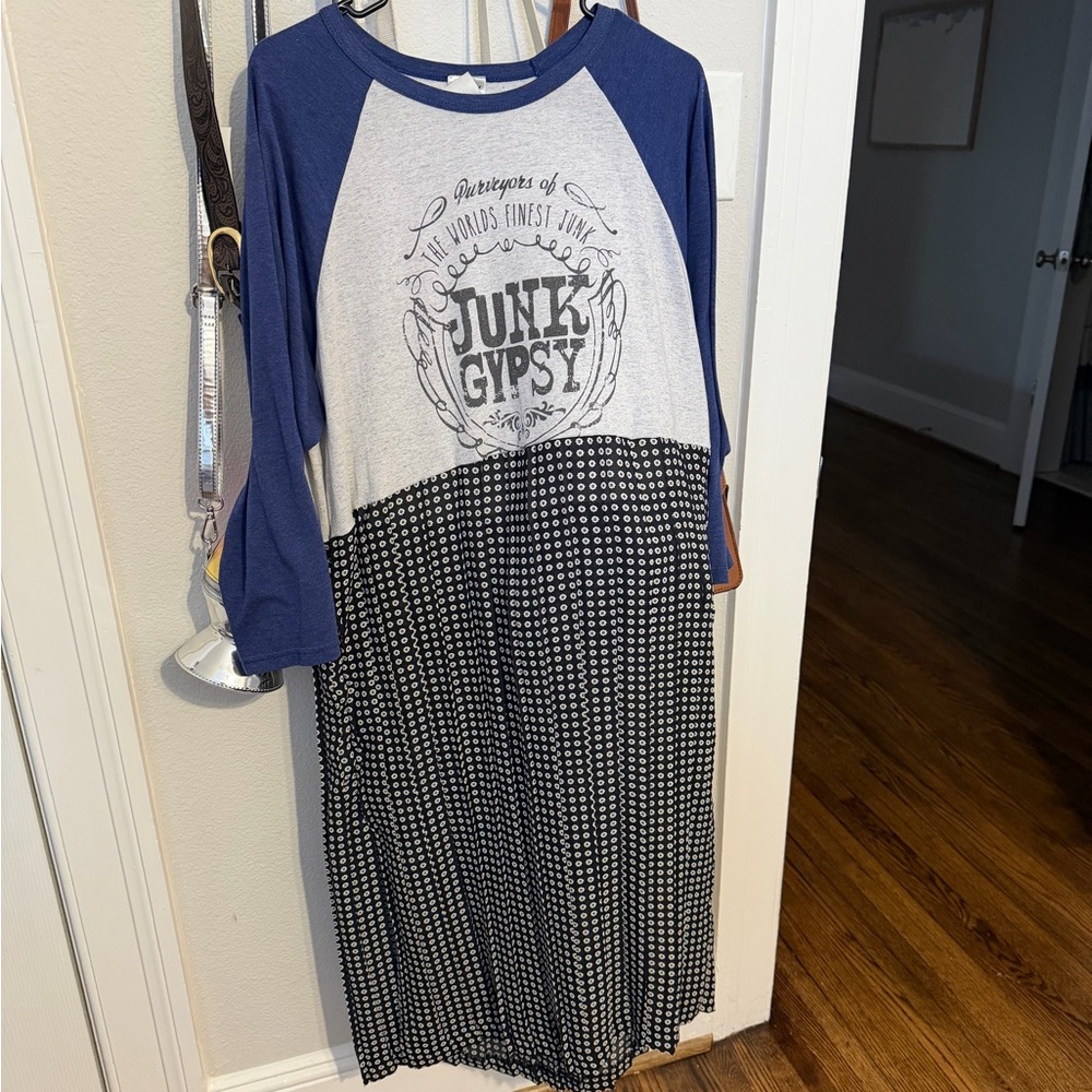 Junk Gypsy Blue and White Raglan Dress